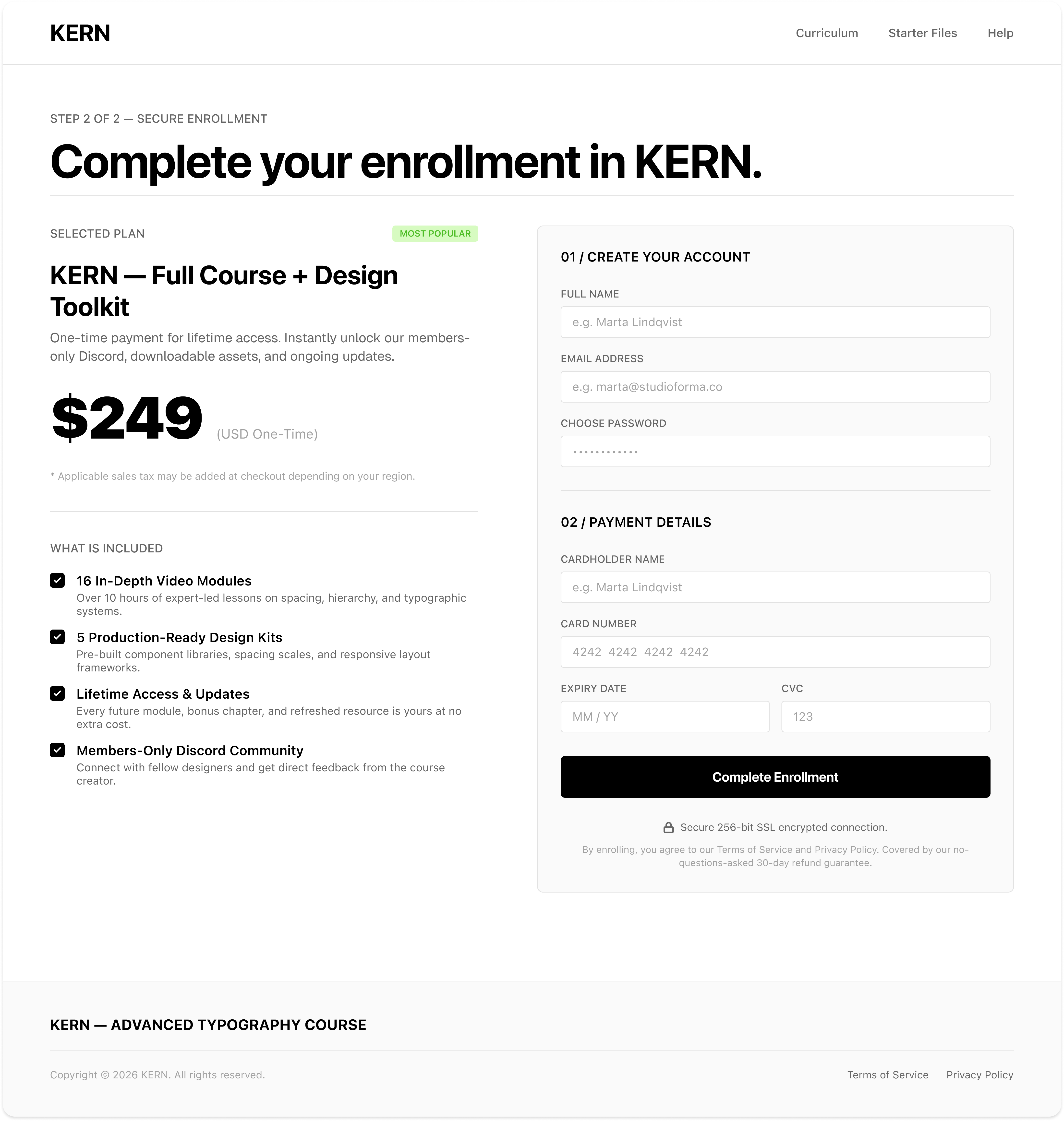 KERN Enrollment Checkout